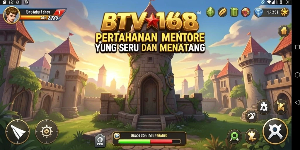 Tampilan gameplay menarik di BTV168 dengan menara dan musuh.