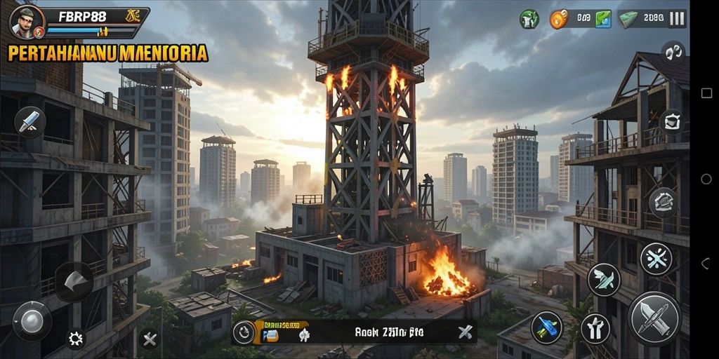 Screenshot gameplay FBRP88 menampilkan pertahanan menara yang strategis dan seru.