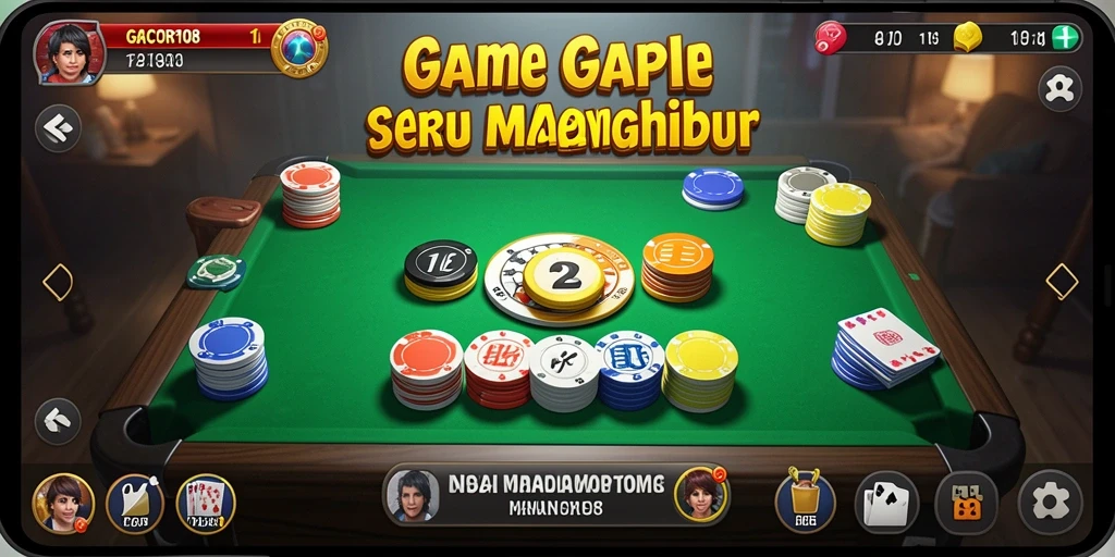 Screenshot game GACOR108 menampilkan gameplay seru Gaple.