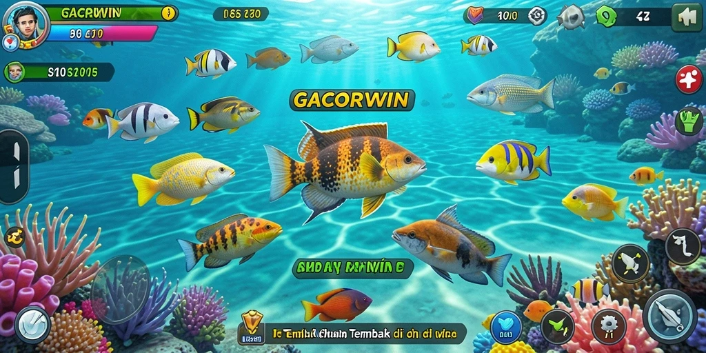Tampilan gameplay seru dalam GACORWIN saat menangkap ikan.