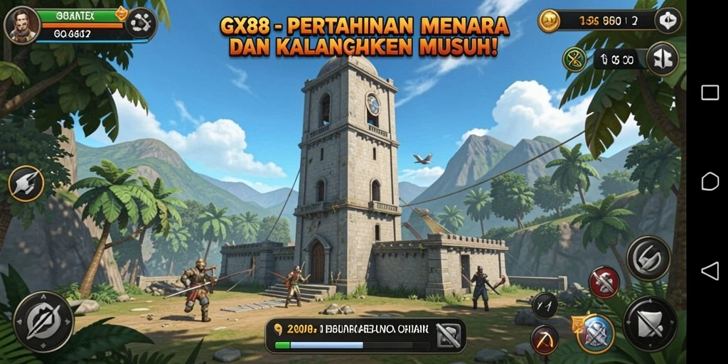 Tampilan gameplay menarik dari GX88 dalam aksi Tower Defense.