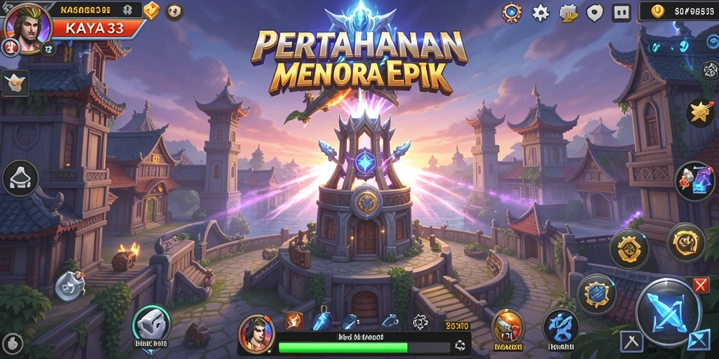 Tangkapan layar KAYA33 yang menunjukkan aksi pertempuran menara yang seru.