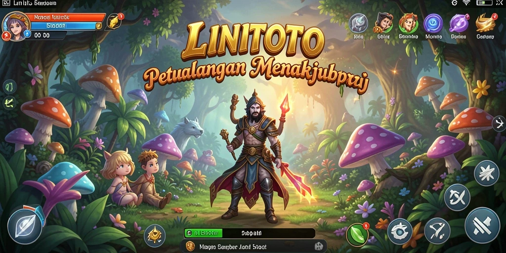 Tangkapan layar gameplay LINITOTO menampilkan karakter menjelajahi dunia petualangan.