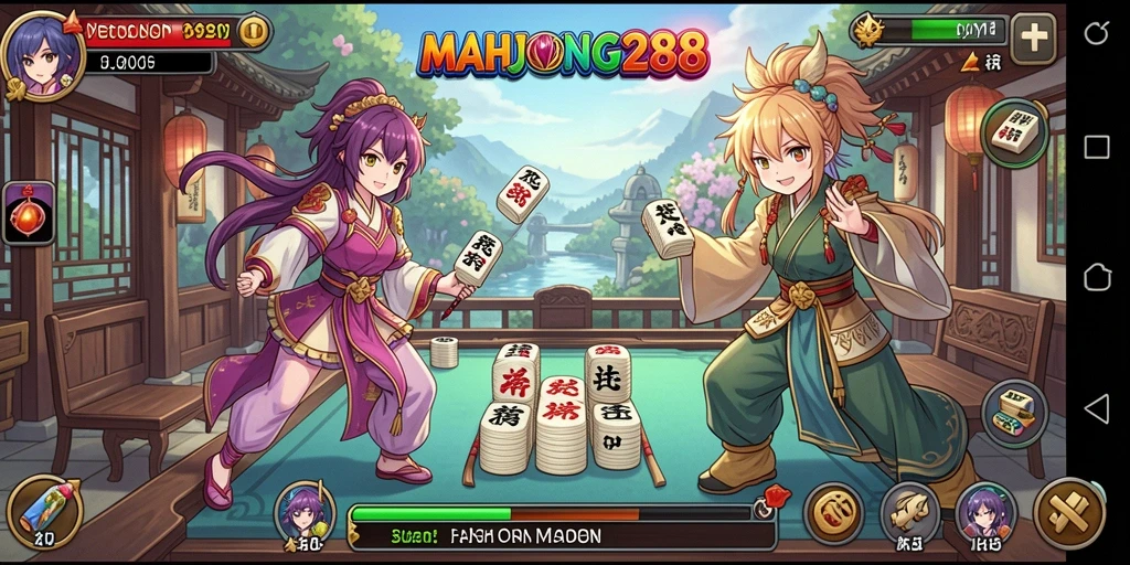 Tampilan menarik dari gameplay MAHJONG288 yang memadukan Mahjong dan Anime.