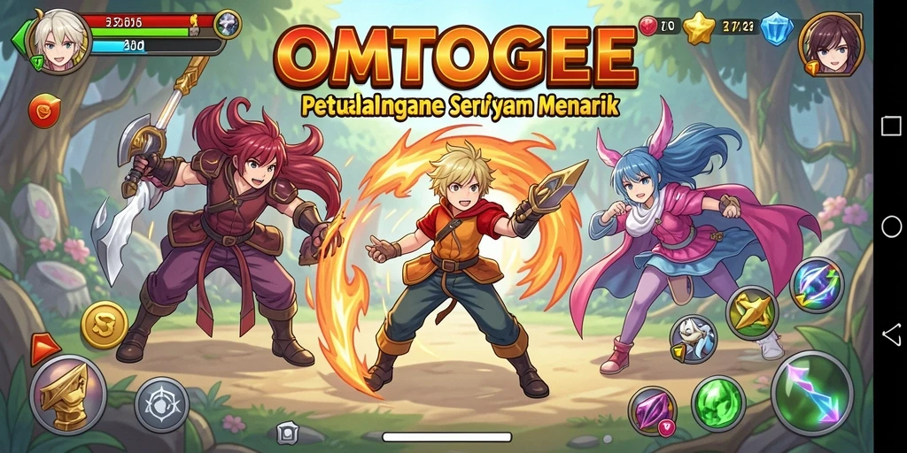 Tangkapan layar dari gameplay seru OMTOGEL dengan karakter anime.