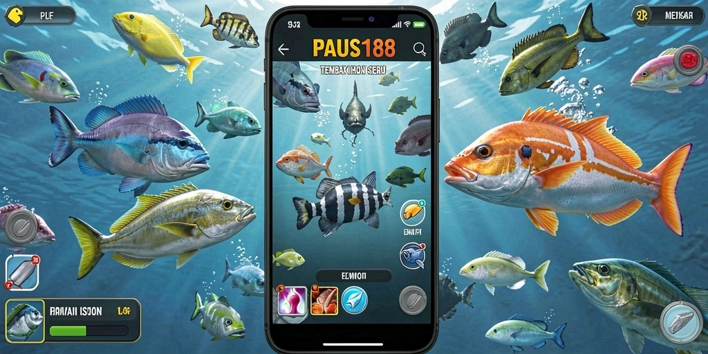 Screenshot menunjukkan gameplay seru Tembak Ikan di PAUS188.