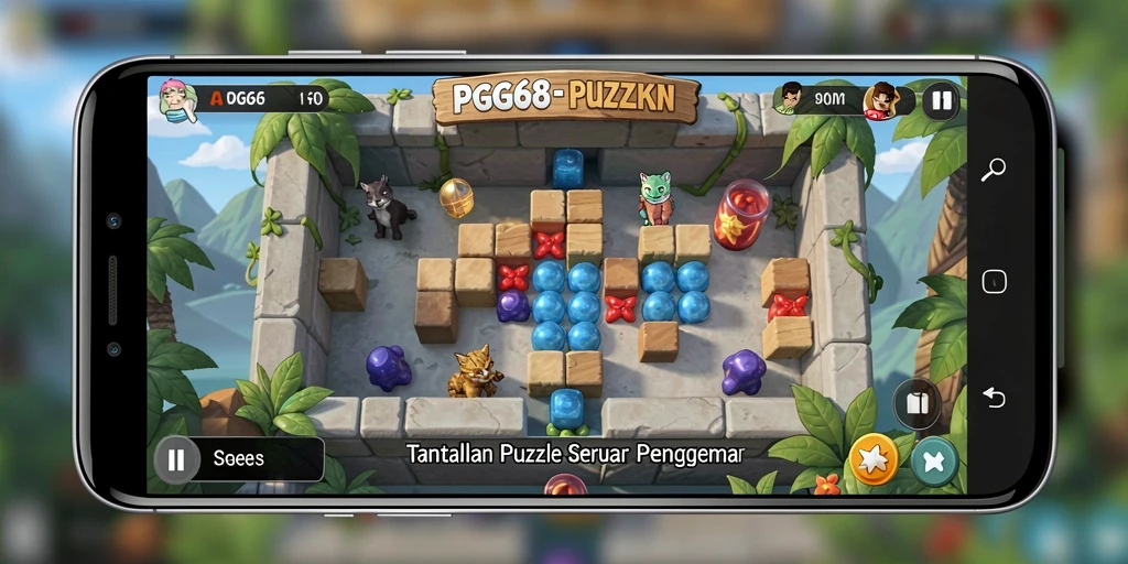 Tampilan gameplay PGG68 dengan teka-teki yang menarik dan berwarna-warni.