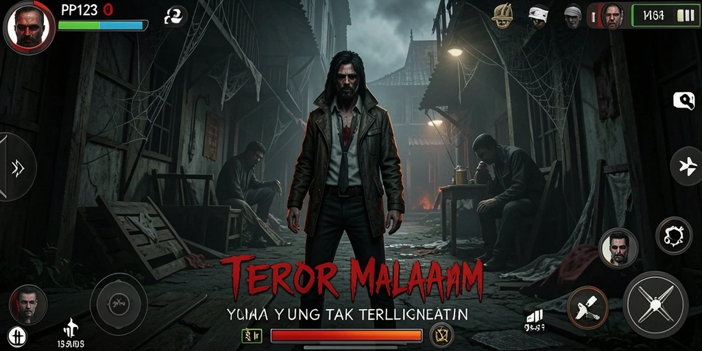 Screenshot gameplay PP123 yang menampilkan suasana Horror yang mencekam.