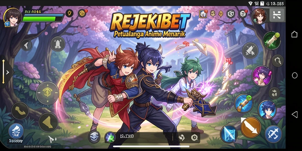 Screenshot gameplay <strong>REJEKIBET</strong> menampilkan karakter anime dalam aksi seru.