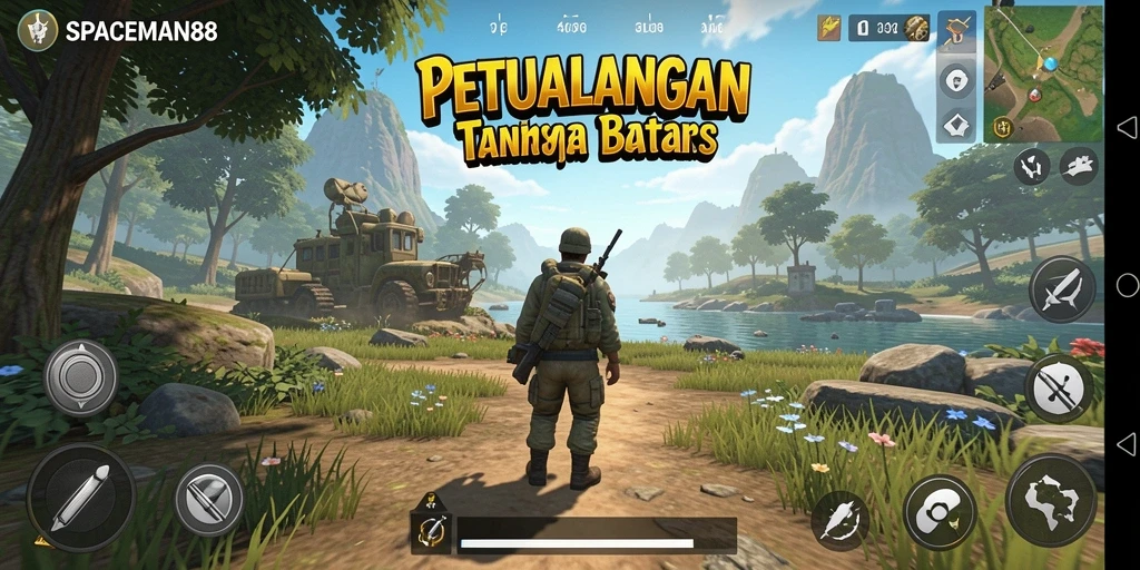 Screenshot gameplay SPACEMAN88 dengan petualangan di dunia terbuka.