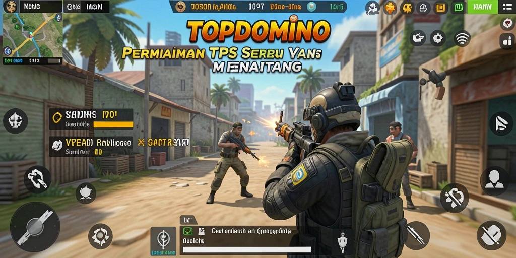 Tangkapan layar utama menunjukkan aksi gameplay TPS yang dinamis.