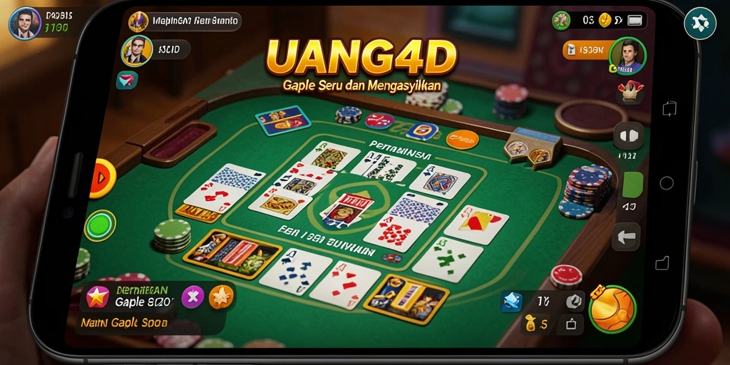 Tampilan Gameplay UANG4D dengan nuansa Gaple yang seru.