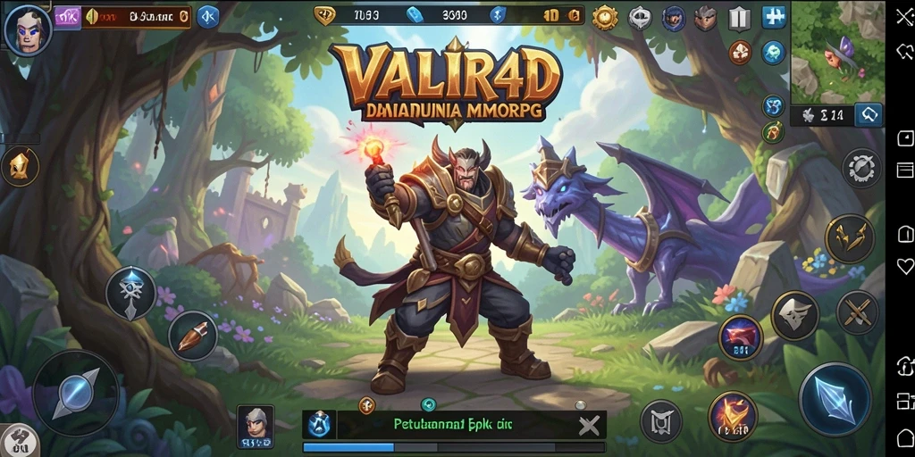 Tangkapan layar gameplay <strong>VALIR4D</strong> yang menunjukkan petualangan epik dan pertarungan seru.